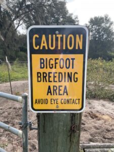 Bigfoot breeding area sign