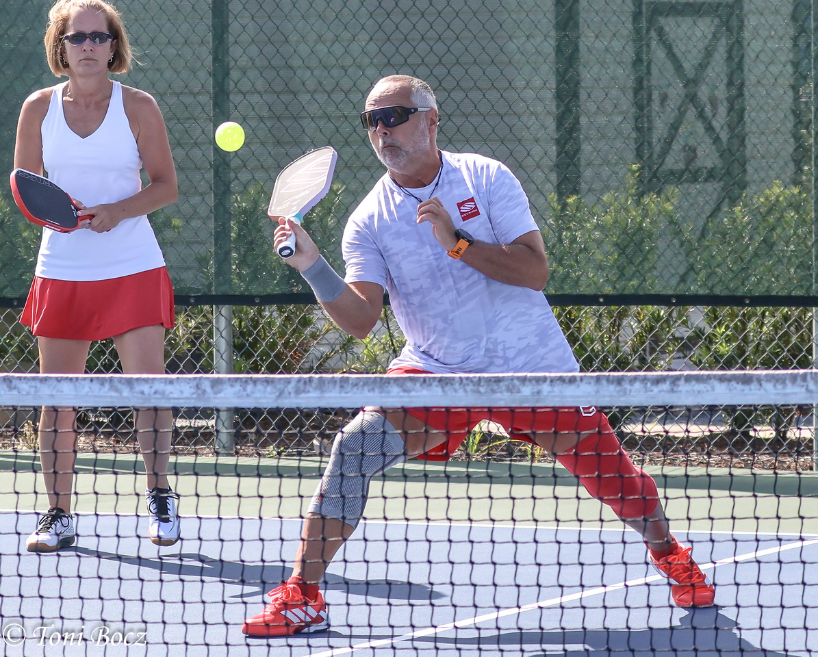 MetroHealth Super Seniors 2025 mixed double red shorts