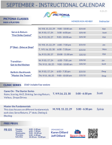 SEPTEMBER INSTRUCTIONAL CALENDAR